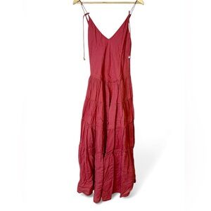 Free People Until Dawn Midi Dress cinnamon combo shell straps Linen